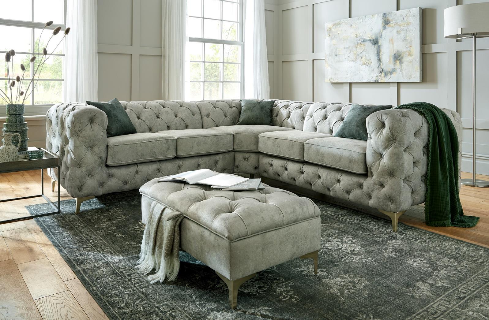 Dakota 2 Seater Sofa In Daytona Grey Fabric With Silver Feet